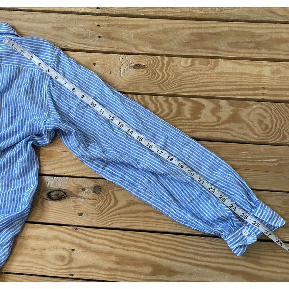 Max Studio Striped Lightweight Half Button Shirt M - image 7